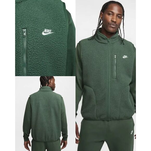Nike NWT Vest  Sportswear Club Fleece Winterized Zip-Front Vest Fir/White - Picture 1 of 9